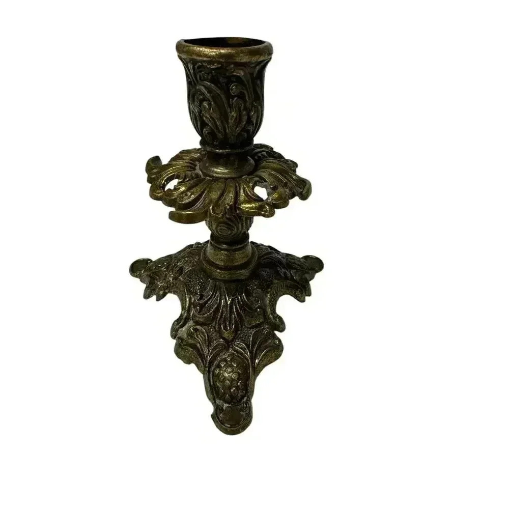 Vintage Italian Ornate Brass Candlestick Holder - Picture 7 of 10